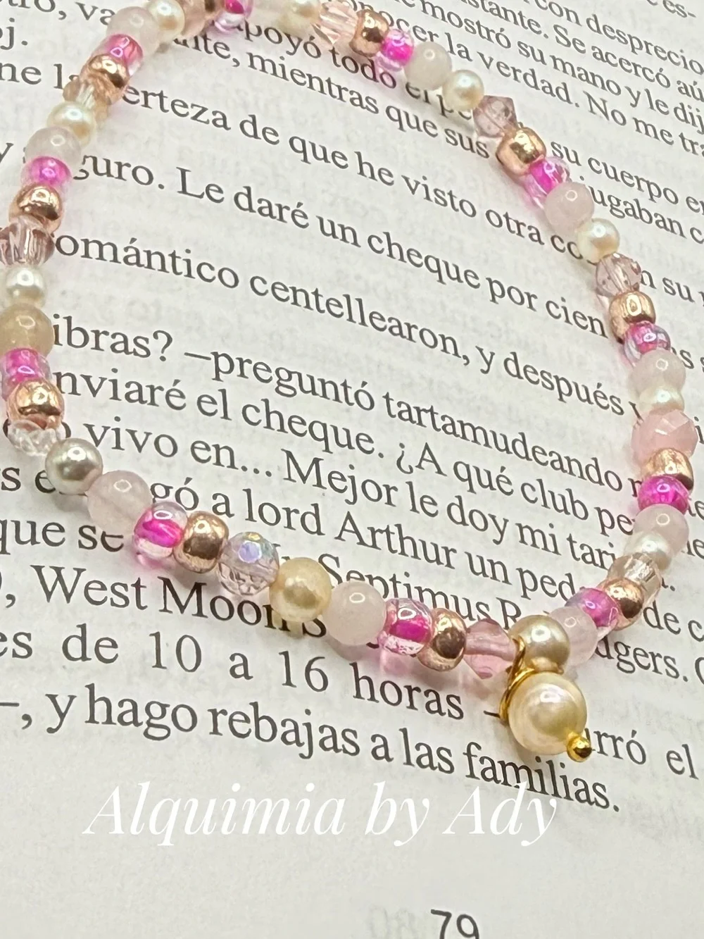COOL LAYERS Pink quartz and Gold Beaded Bracelet set with Flower and pearl Charm